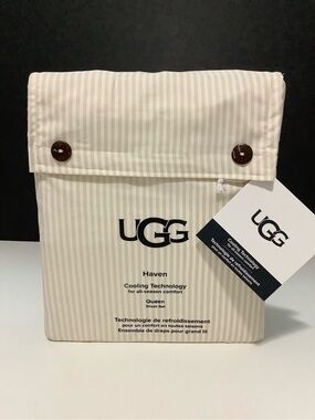 UGG Haven Queen Sheet Set Cooling Technology , Cream & White Stripe NWT
